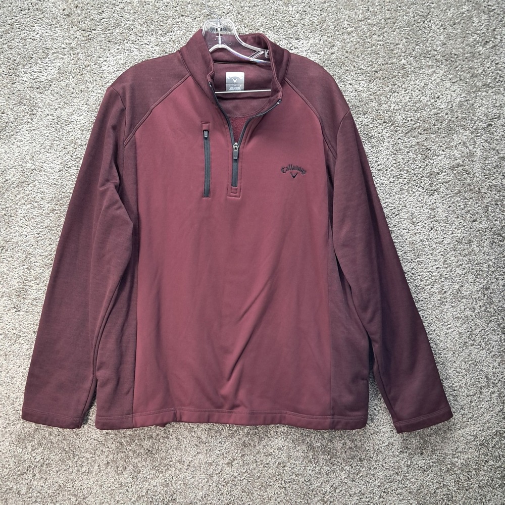 Callaway Mens 1/4 Zip Pullover Golf Jacket Maroon Burgundy Large 7680